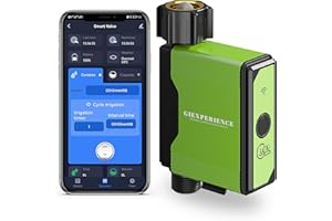 GIEXSMART Bluetooth Smart Garden Bewässerungs-Timer mit integriertem Turbinen-Durchflussmesser, bis zu 10 programmierbare Zeitpläne, kompatibel mit Tuya Smart und Smart Life App