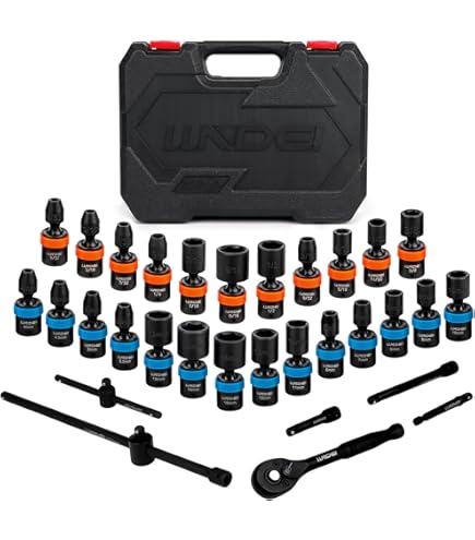 MIXPOWER 25 Pieces 1/2-Inch Drive Deep Impact Socket Set, CR-V, Metric