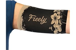 Linphelle Protector PICC Brazo en Microfibra - Cubre PICC Line Transpirable y Cómodo, Ideal como Protector Cateter Picc, Medidor De Glucosa, Tattoos y Heridas, Negro con Flores, Tamaño Pequeño