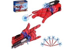 Ryfpdml 2 Set Spider Launcher Gloves Toy, Web Shooter Launcher Wrist Toy Set with Darts and Gloves Costume Cosplay Gift for Kids