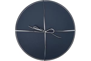 CREATIVE TOPS PREMIUM CREATIVE TOPS Manteles Individuales Redondos de Piel sintética, 29 cm, 4 Unidades, Color Gris y Negro