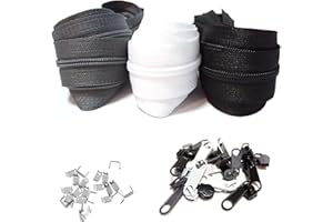 RUMITPAN Reißverschluss endlos 5mm 9m Nylon Endlosreißverschluss 3 Farben mit 15 Schieber und 30 Endstück, Reißverschlüsse spiralförmig Meterware teilbar 3cm breit für Kleidung Tasche Gepäck Bettzug Zelt