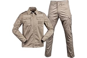 Duohropke Tactical Shirt Military Shirt and Trousers Airsoft Men's Long Sleeve BDU Combat Camouflage Camo Combat T-Shirt for Tactical Paintball Uniform Army