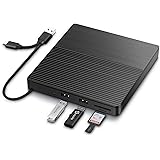 SAWAKE External cd dvd drive, Type C & USB 3.0 Portable CD/Dvd +/-Rw Burner Player Reader Rewriter with SD TF Card Reader & U