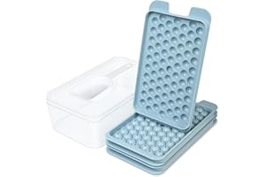 TECHSHARE Mini Cubitera con tapa y caja, produce 216 cubitos de hielo redondos de 13 mm, fácil de quitar, adecuado para frigorífico, café, cócteles y bebidas