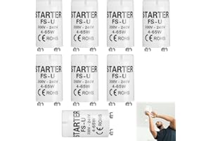 Sughaw Lot de 6 Starter pour Tubes Fluorescents, Pièces de Rechange Universelles pour Ampoule Tube Fluorescent Starter, Néon Starter Culot, pour Tubes Fluo 4-65 W (8)