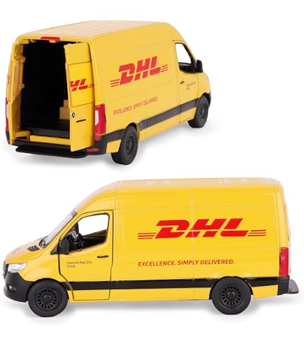 Majorette Mercedes Sprinter DHL – Échelle 1/43, 15 Cm, Sons Et Lumières, Portes Qui S’ouvrent, Dès 3 Ans – 213742000