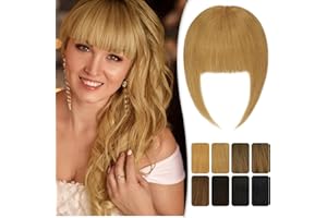 RUWISS Frangia Clip Capelli Veri Natural Frangetta Frontale Clip Extension 100% Capelli Veri Thickbangs Hair Clip Frangia Posticci per Capelli Umani per Donna(Biondo cenere)