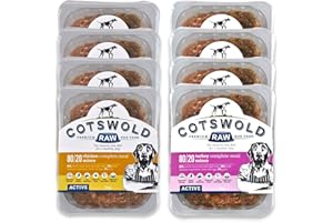 Cotswold RAW Active 80/20 Mince Adult Raw Dog Food, BARF Premium British Meat Raw Food for All Dogs, Frozen Dog Meal, Chicken and Turkey Mince - 16kg, Clear Packaging