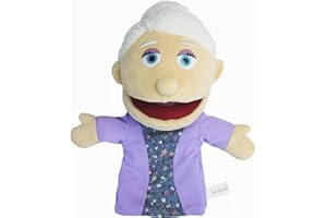 LOMTRATS Marionette a mano per bambini,Include nonno,nonna,papà,mamma,figlia,figlio con bocche aperte mobili,perfette per raccontare storie,insegnare,regali di compleanno,1Pcs