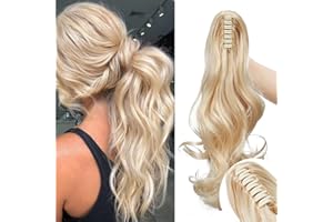 SEGO Coda Capelli Extension Clip Pinza Ricci Mossi 45cm # Biondo Chiarissimo - Posticci per Donna Ponytail Natural Hair di Nuova Tecnologia 140g Fascia Unica