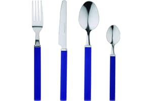 RB RENBERG RB RENBERG Lucky - Juego De Cubiertos 24 piezas de Acero Inoxidable - 6 Cucharas - 6 Tenedores - 6 Cuchillos - 6 Cucharas De Té - Acabado Pulido - Mango Gris