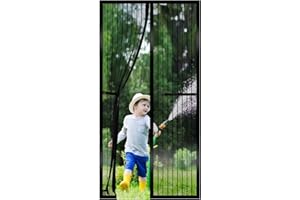 RnCop Magnetic Screen Door fits Door up to 90 ×210cm, Heavy Duty Fly Screen Door Mesh Screen Curtain - Self Sealing, Hands Free, Frame Hook & Loop-Black