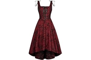 SCARLET DARKNESS Women's Gothic Dress Sleeveless High-Low Hem Lace-up Front Steampunk Spaghetti Straps Dresses