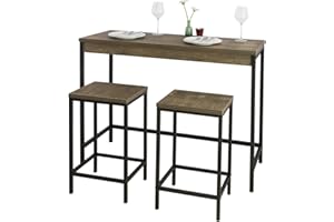 SoBuy Tavolo bar alto con sgabelli, Penisola cucina con sgabelli, Tavolo da bar per cucina piccola, Bancone bar, Set tavolo balcone con sedie, L121P46A97 cm, OGT30-N