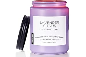 ‎M&SENSE M&SENSE Świeca Lawenda-Cytrus (550g, 110h) - Naturalna Sojowa | Aromaterapia Antystresowa | Idealny Prezent: Dla Mamy, Nauczyciela, Przyjaciół