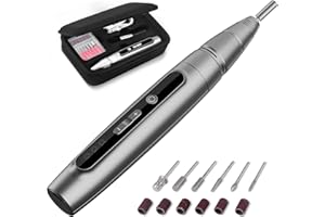 ROVLAK Profesjonalny elektryczny pilnik do paznokci 30000 obr./min regulowana prędkość z baterią wyświetlacz LED przenośna wiertarka do manicure i pedicure do salonów (szary)