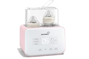 GROWNSY Chauffe Biberon,Stérilisateur Biberons 6-En-1Réchauffeur Rapide Pour Aliments Pour BébéS et Dégivrage Réchauffeur Sans Bpa Avec écran Lcd ContrôLe Précis De La Température Pour Le Lait Maternel (Rose)
