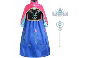 Gridamea Elsa Dress Up for Girls-Frozen Costume with Fairy Wand and Crown Tiara for Wedding/Party/Cosplay