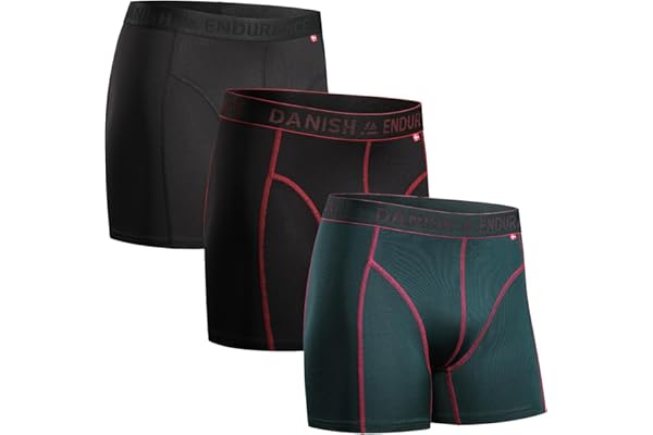 DANISH ENDURANCE Calzoncillos Hombre Boxer Deportivos, Ajustados y Transpirables, Pack de 3 - Ropa Hombre Deportiva, Ropa Interior