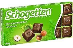 ‎SCHOGETTEN Schogetten Precious Alpine Milk Hazelnut 100g Chocolate Bar, Practically Individually Portioned. A Delight. Piece by Piece.