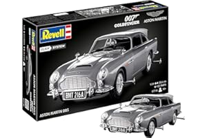 Revell 07746 James Bond Aston Martin DB5 (Click System) 1:24 Scale Unbuilt, Pre-Coloured, Click-Together (Non-Glue), Plastic Model Kit