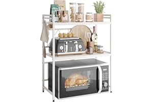 NETEL 3 Livelli Allungabile Mensola/Ripiano/Scaffale Cucina/Mobile per Microonde/Supporto per Forno, Organizer Salvaspazio Bianco