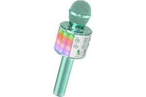 Ankuka Microfono Karaoke Bluetooth Wireless Microfono Bambini Regalo per Bambini 3-12 Anni Microfono Giocattolo Cambia Voce, Compatibile con Android, iOS, PC Verde