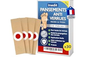 NEDIT Pansement Verrue Plantaire - 30 Pièces - Anti Verrue - Traitement Verrues Resistantes Pieds & Mains – Pansements Coricides A l'acide salycilique Traitent et Soulagent la Douleur (standard, 30, unité)