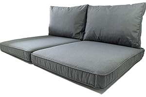 Nordje Palettenkissen Outdoor Comfort mit wasserabweisenden Bezug bestehend aus 2 Sitzkissen 60x80cm und 2 Rückenkissen 60x40cm | Palettenauflage | Palettenpolster (Grau)