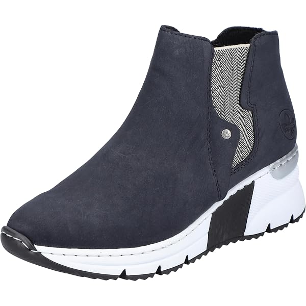 Rieker Damen Stiefeletten N2551 - Schwarze Kurzstiefel Mit Reißverschluss, Plateausohle