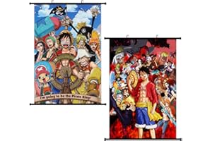 OBLRXM O-ne Piece Poster Imprimé sur Tissu, 2 PCS Anime Wall Scroll Manga Japonais Décoration Décoration de Chambre à thème O-ne Piece, 40 x 100 cm