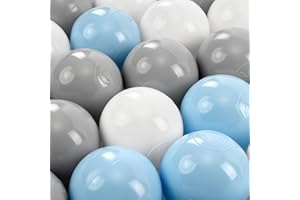 Kiddi Bee Bälle-Set 6cm für Bällebad - Bunte, Sicherheitsgeprüfte Plastikbälle - Perfekt für Baby- & Kinderbällebad - BPA-Frei (Weiss/Blau/Grau, 200)