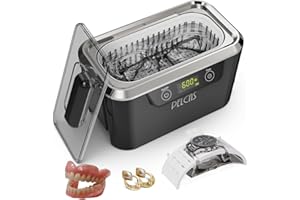 PELCAS Nettoyeur Ultrasons 800ML, 42 kHz Nettoyeur à Ultrasons avec Fonction Tactile, 5 Modes de Nettoyage et 2 Transducteurs, Ultrasonic Cleaner pour Lunettes, Bijoux, Montres, Noir