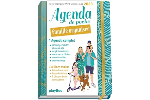 Agenda de poche 2023 de la famille organisée - bleu (de sept. 2022 à déc. 2023): S'organiser n'a jamais été aussi simple !