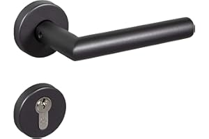 Gedotec Maniglia per porta in acciaio inox, antracite, nero opaco, maniglia per porta della camera su rosetta rotonda – Chapo, WC – toilette – Maniglia per porta vintage – 1 set di rosette