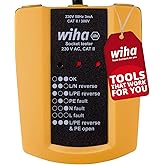 Wiha Steckdosentester 230 V AC, CAT II inkl. 2x AAA-Batterien I mit flexiblem Kabel I LED-Anzeige (45220)