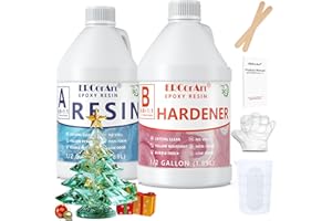 ERCORART Kit di Resina Epossidica Trasparente - Resina Epossidica Trasparente Kit da 1 Gallone con Pigmento e Glitter, Miscela Facile e Cristallina per Tavoli da Fiume, Pavimenti, Colate Fai Da Te, ecc