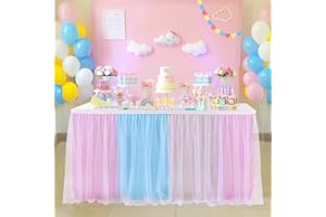 HBBMAGIC Tüll Tischrock Bunt, Tütü Tischröcke 183 * 76CM, Candy Tisch Tischdecke Tüll für Geburtstag Mädchen Dekoration, Baby Party,Candy Party,Candy Bar,Hochzeit, Ohne LED