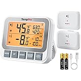 TempPro TP210 &Ccedil;ift Sens&ouml;rl&uuml;, Alarmlı ve 150m Menzilli Derin Dondurucu/Buzdolabı Max-Min Sıcaklık &Ouml;l&ccedil;er Termometre