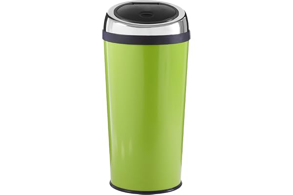 Premier Housewares 0506440 Touch Bin Poubelle en Acier Inoxydable Émail et Godet Intérieur en Plastique Vert Lime 30 L