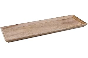 ‎SPETEBO Holz Deko Tablett rechteckig groß - 57 x 19 cm - Kerzentablett Natur mit schrägem Rand - Tisch Deko Servier Kerzen Brett Weihnachten