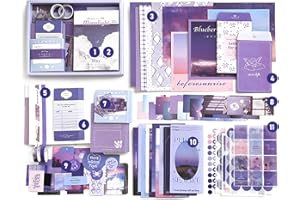 COZYPLC 155pcs Delicate Aesthetic Scrapbooking Stickers Paper Pack Decorative Paper Exquisite Dessert Supplies Stickers Paper Kit DIY Scrapbook Gift for Daughters Friends Family (Purple)