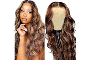 Hxxcoup Lace Wig Pelucas Mujer Pelo Natural Humano Larga Peluca Cabello Natural Glueless Wig Human Hair Wig 4x1 Lace Front Wig Wear and P430 Highlight Brown Wig Peluca Afro 26 Inch