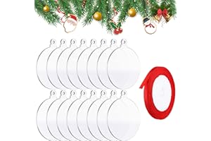 YXHZVON 16 Pezzi Decorazione di Natale, Decorazione in Acrilico con 22 Metri di Spago Rosso, Oggetto Decorativo Appeso Albero Plastica per Matrimonio, Festa, Compleanno