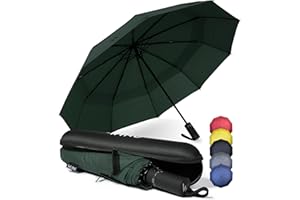 WLine Wind Ombrello Pieghevole Antivento da Pioggia con Apertura e Chiusura Automatica, Stoffa Teflon, Struttura Ultraresistente, Diametro 104cm (Verde con Custodia)