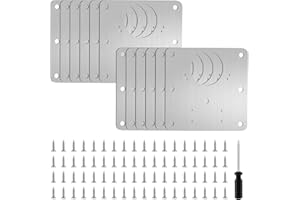 FANGCCC 12PCS Cupboard Hinge Repair Plate Kit, Stainless Steel Cabinet Door Fixing Plates with 48 Screws & Screwdriver, Kitchen Wardrobe Furniture Hinge Repair Brackets