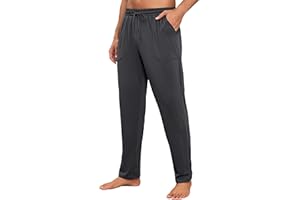 Litherday Męskie długie bawełniane spodnie piżamowe miękkie wygodne spodnie domowe z kieszeniami i sznurkiem do spania wiosna jesień odzież domowa