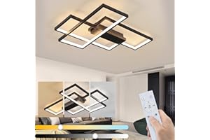 GBLY Plafonnier LED Dimmable Moderne lampe de plafond - 65W Noir Salon Lumière Géométrique Plafonnier Multifonctionnel pour Chambre Bureau Couloir et Balcon