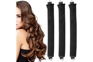 CENCERY 3 pezzi aste per soffiaggio senza calore, arricciacapelli senza calore, aste per soffiaggio notturno, asta per arricciare senza calore, arricciacapelli senza calore (nero)